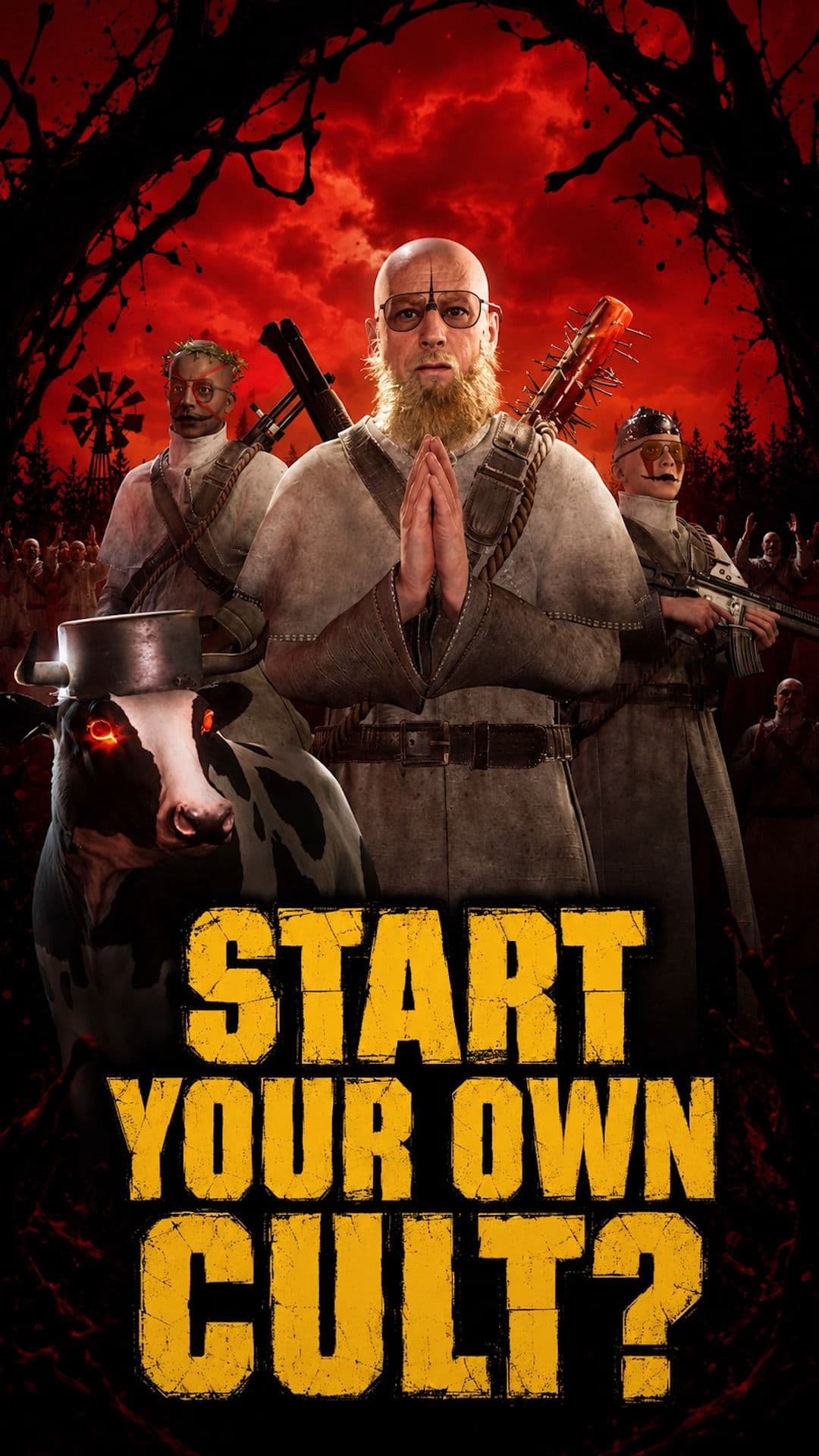 A survival game where you build a doomsday cult, recruit almost anybody, create your own beliefs, and somehow end up rid
