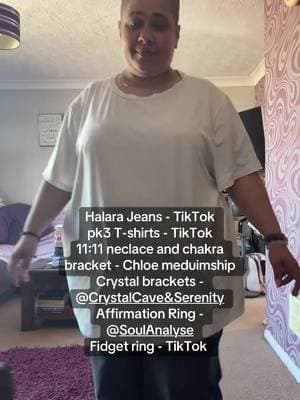 #OOTD Sunday Shopping Edition Feeling like 💩 today… but unfortunately the shopping isn’t going to do itself! 😂 So out we go! Keeping today’s outfit comfy and easy: 👖 Halara jeans… because comfort is NON-NEGOTIABLE 🤍 TikTok T-shirt ✨ My usual jewellery stack… 1111 necklace + chakra bracelet from Chloe Mediumship and my crystal bracelets Not every OOTD is going to be glamorous… sometimes it’s simply “I feel rubbish but I need to leave the house” fashion. 😂 47, plus-size, comfy and still showing up. 💜 Now… let’s get this shopping done and get me home! 🛍️😂 #Halara #TikTokMadeMeBuyIt #FashionOver40 #PlusSizeFashion