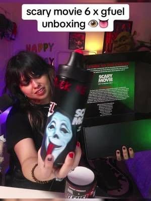 see scary movie 6 in theaters june 5th! the scary movie 6 G FUEL collector box is available at @G FUEL Energy on june 5th too! use code PUFFYROLL 👅 #gfuel #scarymovie6 #scarymovie #unboxingvideo #tiktokmademebuyit