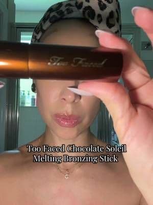 YUMMMMM! @Too Faced made the most scrumptious #chocolatesoleil melting cream bronzing stick ☺️ the scent of chocolate in this stick is such a pick me up everytime I do my makeup. #toofacedchocolatesoleil #toofacedmakeup #makeuptok #ttsbeautybesties #tiktokshopcreatorpicks