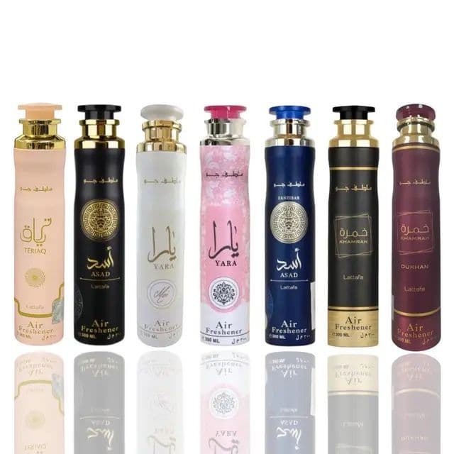 Turn every room into a perfume boutique. This Lattafa 7-piece air freshener set gives you Khamrah, Yara, Yara Moi, Asad Zanzibar, Teriaq, Khamrah Dukhan & more in one bundle. Switch scents with your mood, spray in your home or car, and find your new signature fragrance without buying 7 full perfumes. Add this scent wardrobe to cart now. #weeklydeals #payday #lattafa #homefragrance #airfreshener #arabianperfume #tiktokmademebuyit