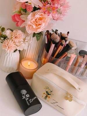 I'm in love with my new customized makeup bag and brushes from Callie😍💖 Use my special code sweetk411 for 15% off at @Calliegifts on callie.com #calliegifts #custom #makeup #customized #gifted