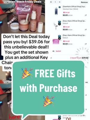 🎉 FREE Gifts with Purchase 🎉 Limited time only!” 🌟 #giftguide #giftguideforher #ttsdelight #blackfridayearlydeals #blackfridaydeals #spotlightfinds #blackfriday #tiktokshopblackfriday #TikTokShopCyberMonday
#TTSTakeover #blackfriday #cybermonday #christmasgift #christmasgiftideas #stockingstuffer #stockingstufferideas #musthave #falldealsforyou #superbrandday #seasonalessentials #gifted #tiktokshopholidayhaul #tiktokshopholidaydeals #tiktokshopgiftideas2024 #ttstastemakers #tastemakerslaunch @klairs.us