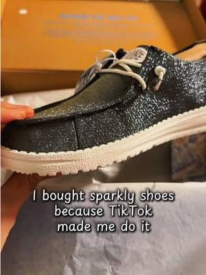 So apparently I'm that person now. The one who sees sparkly shoes on TikTok at 12a and thinks 'yes, this will fix everything.' Spoiler alert - they actually did. I work from home and these shoes make me feel like cute instead of like an unshowered gremlin. 10 out of 10, would impulse buy again. #tiktokmademebuythis #tiktokshopjumpstartsale #heydudeshoes #heydudes #shoecheck