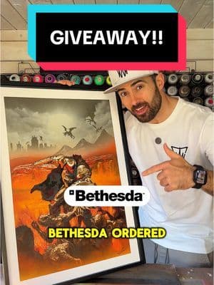 GIVEAWAY of this Doom: The Dark Ages piece with @ Bethesda! To enter the giveaway: 1. Make sure you are following me 2. Like, share and leave a comment on this video 3. Go to the link in my bio and hit the top button! #doom #gaming #artgiveaway #sponsoredbybethesda