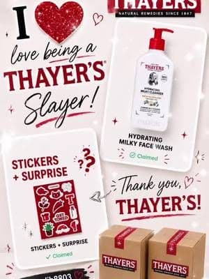 I love being a Thayer's Slayer! ❤️🩹 I claimed the Hydrating Milky 🥛🐄 Face Wash and the Stickers + Surprise reward, and I am SO excited for both packages to arrive! 🎁😍✨ Feeling so lucky to be part of the Thayer's Slayer community! 🫶 I can't wait to see what the surprise item is! 💖 Thank you @Thayers ❤️🩹 Want to be a Thayer's Slayer like me and get exclusive access AWESOME free product drops like these? 👀 Check out the Creators section of my bio to apply to Thayers and some other amazing companies that will gift you free PR! 🌈 #thayers ❤️ #thayersslayer 🌈 #claim ✨ #gifted 🎁 #mandib8803💕