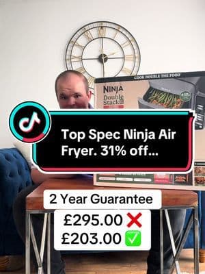 The Top Spec ninja air fryer is currently on sale crazy sale down to £203 from £295. Free express delivery and a 2 year guarantee. Be quick! #ninja #airfryer #ninjaairfryer #tiktokmademebuyit #dealdrops