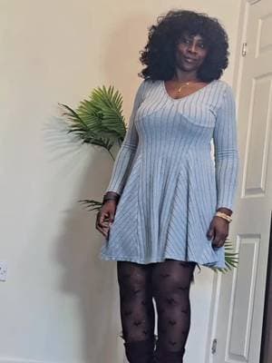 The fishnet tights work so well with the flare Ribbed halara dress. #tiktokfind #tiktokmademebuyit #casualwear