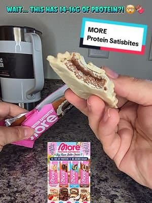 A protein bar that actually feels like a TREAT?! 🍫🤤 The MORE Satisbites have 14-16g of protein, no added sugar, and that soft layered texture I want in a snack. If you’re over dry, boring protein bars, these definitely caught my attention. 👀 Which flavor are you trying first? #protein #morenutrition #moreforme #satisbites #tiktokshopstockup