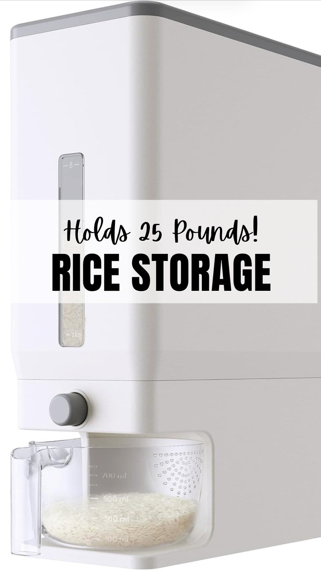 Why I love this rice dispenser:
• Big capacity: stores 25 lbs of rice, sugar or other grains
• Airtight & smell-proof