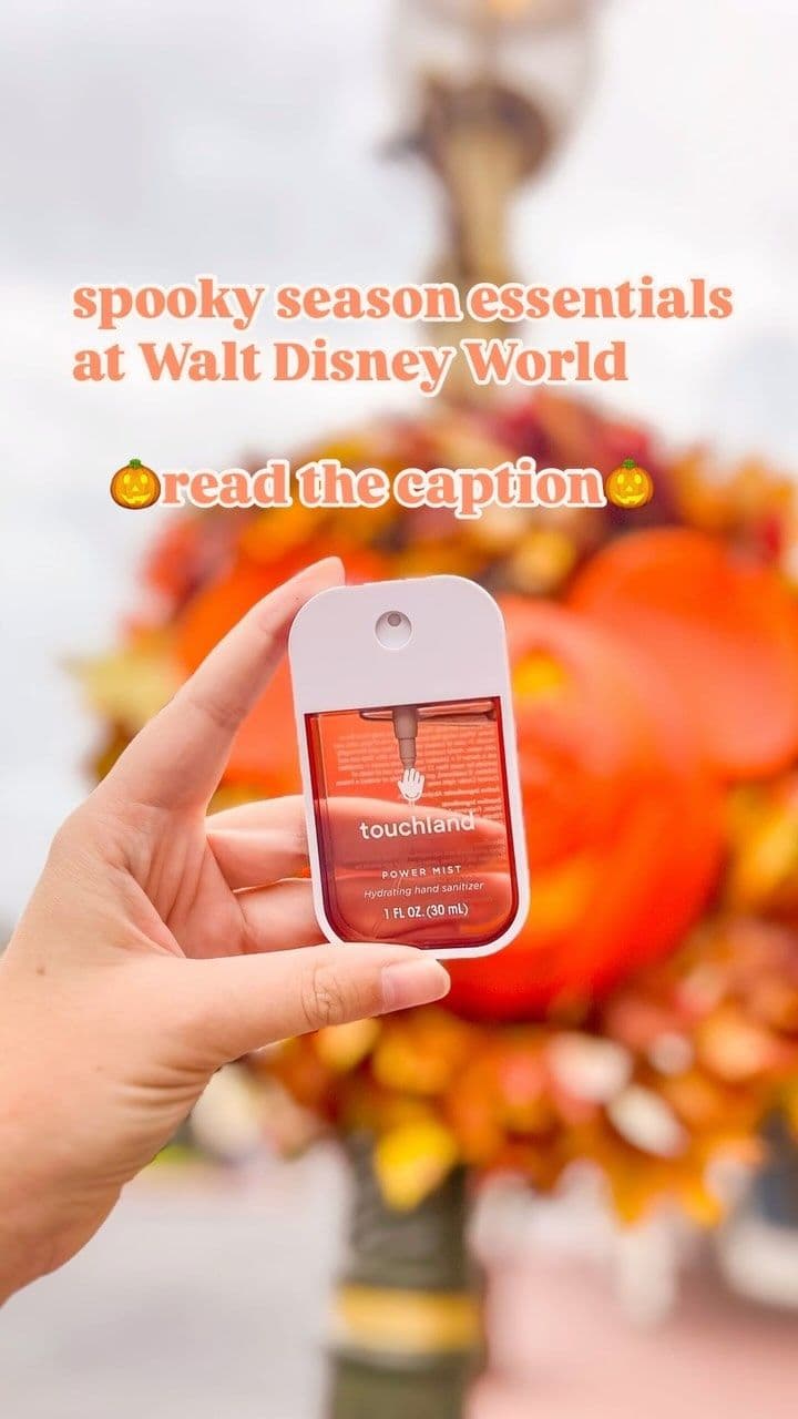 spooky season at Disney is in FULL SWING so what’s in my fall bag???
- fall scented @touchland hand sanitizer (I am cur