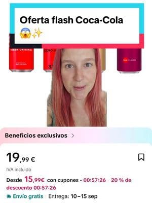 Creo que esta es la oferta flash más heavy que he visto desde que empecé en TikTok Shop 👀😂 Un pack de 24 Coca-Colas con envío gratis y, si además nunca has comprado en la plataforma, puede salir todavía más barato. Eso sí: es una oferta flash de verdad. Cuando el contador llegue a cero, se acabó la promo. Y si entras al enlace y ya no te aparece el contador… olvídate de este precio. 👀🥤 #CocaCola #OfertaFlash #TikTokShop #Bebidas #tuprobadoradeconfianza