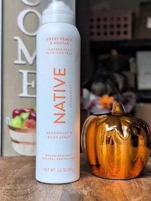 @Native @influenster My hubby's favorite deodorant right now ( until I try the new boba collection 😉 #complimentary #GiftedbyNative #SweetPeachNectarDeoSpray