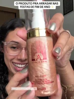 para ter uma pele iluminada, hidratada, make glow, cabelo super brilhoso e ainda ficar cheirosa ✨ clica no carrinho laranja pra garantir o seu! #tiktokshop1212br #aurabeauty #peleglow #makeglow #tiktokshop