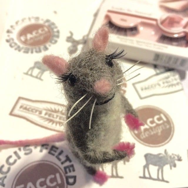 She got her eyelashes @walgreens and is ready for some #summerfun #beauty #love #needlefelted #crafter #maker #ad #mini
