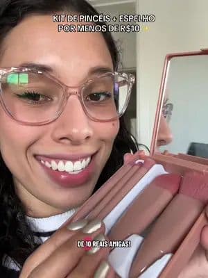 toda mulher precisa disso! kit de mini pincéis, já vem com espelho, muito prático pra levar na bolsa 💖 #tiktokshop1212br #make #dicadebeleza #tiktokshop #review