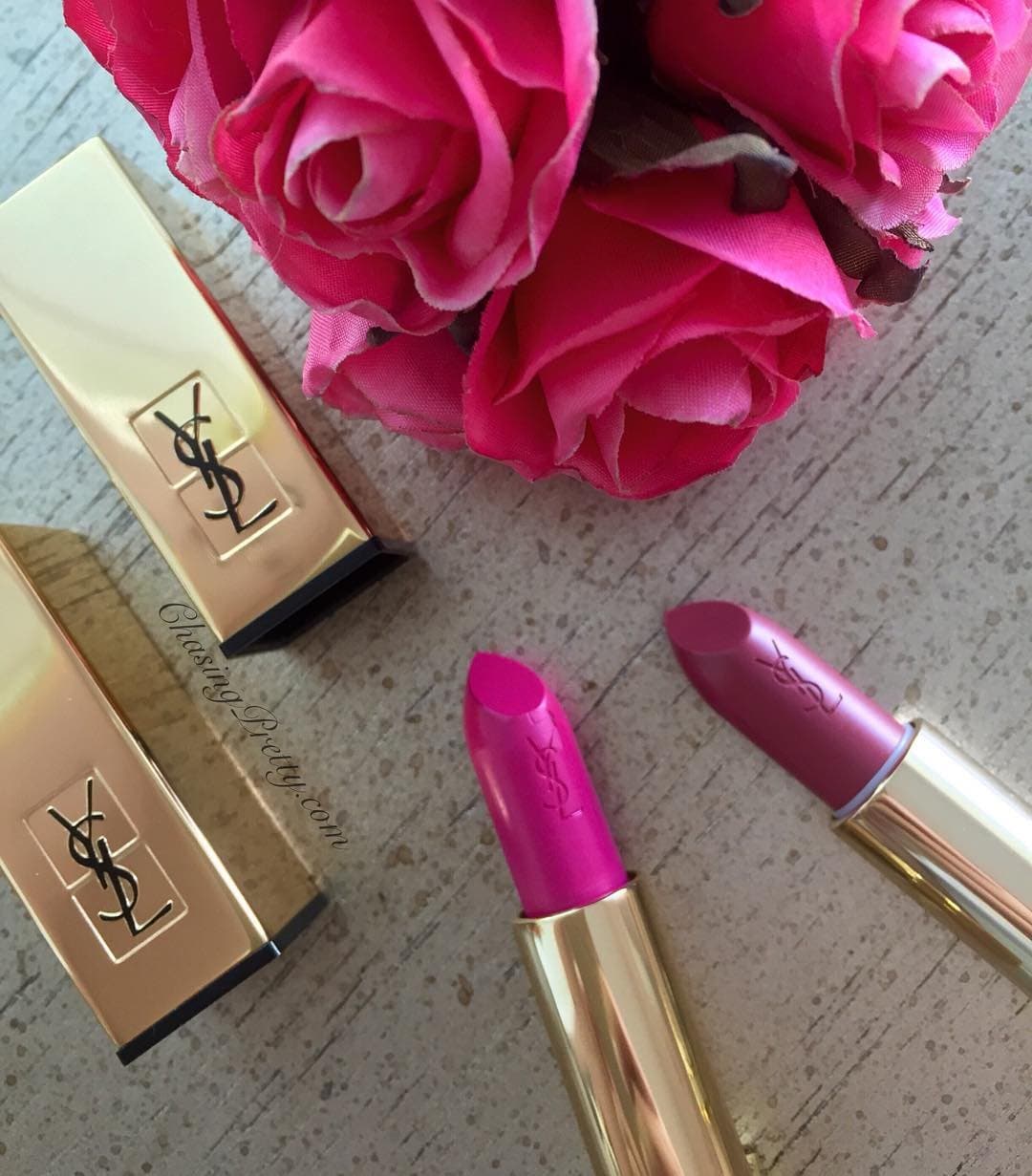 Beautiful pink toned lipsticks from @yslbeauty @yslbeautyprgirl. The gold cases are gorgeous! 💛✨ Thanks @influenster fo