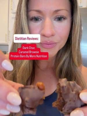 Dark chocolate caramel brownie by More Nutrition, my favorite one yet! #proteinbar #proteinbarreview #proteinbars #tiktokshopbacktoschool #proteinsnack