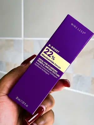 NINELESS B-BOOST 22% Niacinamide Serum 🫧🌸 What more can my skin ask for if it has already found a serum that targets all it’s problems💐 If you're interested,You can buy this from YesStyle.com 🛒 Do not forget to use my discount code: BLOOM444 at checkout for little extra savings on your order! 🎀 @YesStyle @NINELESS #nineless22naicinamide #highdoseniacinamide #niacinamideserum #poreminimizer #kbeauty