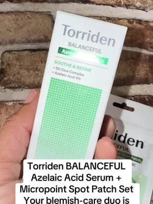 Torriden BALANCEFUL pairs an azelaic acid serum with targeted micropoint patches to help improve the appearance of blemish-prone skin and uneven-looking texture. Two skincare steps in one convenient bundle! 😍 Add yours to your cart! #Torriden #Balanceful #AzelaicAcid #KoreanSkincare #TikTokShop