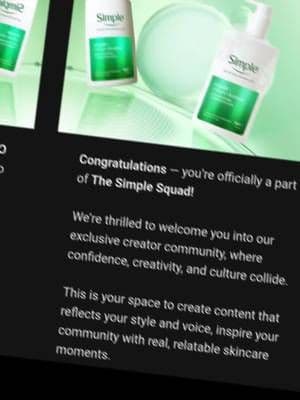 Excited to be a member of The Simple Squad 💚 @SimpleSkincareUK #AD #SimpleSquadUK #SIMPLESQUADUKLAUNCH #SIMPLESQUADLAUNCH #skincare 💚