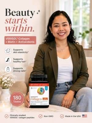Skincare on the outside + supporting my beauty routine from the inside ✨👀 Youtheory Concentrated Effect Collagen has VERISOL collagen peptides + biotin and is formulated to support skin elasticity, firmness, healthy hair & nails. . Check the orange cart for the current deal! 🛒 #YoutheoryCollagen #CollagenSupplement #Verisol #SkinElasticity #tiktokshopdeals @youtheory