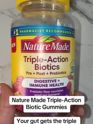 Nature Made Triple-Action Biotic Gummies combine prebiotics, probiotics, and postbiotics in one convenient gummy for digestive health support. #NatureMade #GutHealth #Biotics #DigestiveSupport #TikTokShop