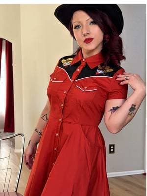 #gifted The little kitties in cowboy hats on this dress might be the cutest thing I’ve ever seen in my whole life 🤠🐱 Wearing the Red Embroidered Cowboy Cat Western Flare Dress from @Unique Vintage Inc