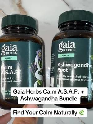 Support relaxation and everyday stress management with Gaia Herbs Calm A.S.A.P. and Ashwagandha. A powerful herbal bundle for calmer, more balanced days. #TikTokShop #GaiaHerbs #Ashwagandha #StressSupport #Wellness