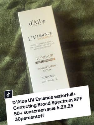 The luxurious D’Alba UV Essence waterfull+ Tone-Up Pink Correcting Broad Spectrum SPF 50+ sunscreen @DALBA is #light #hydrating #essence type #toneup #sunscreen #brightens #evensout #skintone while #protectingskin from #uvrays #uvraysprotection #uvb #uvbrays Helps #protectingskin from #sun #sunrays 🌞#skin #skincare #koreanskincare #koreanskincareproducts #kbeauty #suncare #suncaretips #tip ~ apply #sunscreentips 30 minutes #beforegoingout #intothesun #tts #tiktokshop #sale today 6.23.25 over #30percentoff