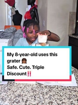When I say easy to use, I mean even Sola asked to help 🥹💅🏾 This rotary grater is safe, aesthetic, and actually makes cooking fun (even for kids 😭) ✔️ Cream color = matches my kitchen ✔️ Triple discount = price drop, bundle deal, free 3-day shipping ✔️ Hand-powered = no cords, no noise ✔️ Smooth twist = my wrists get a break I really might be a better wife and a better mom this year 🤭 ... \#fyp #abbydames #FunInTheSun #TikTokShopSummerTurnUp #Fanttik5thAnniversary #superbrandday #IfYouKnowYouKnow #TikTokShopMemorialDay #TikTokShopRestock #tiktokshopcreatorpicks #Austininfluencer #Austincreator #Texasinfluencer #Texascreator #UGC #TikTokpartner #blacktiktok #momlife #kitchenwithkids #kidfriendlytools #graterreview #wifelife #kitchenfinds #tiktokshophaul #creatorsearchinsights