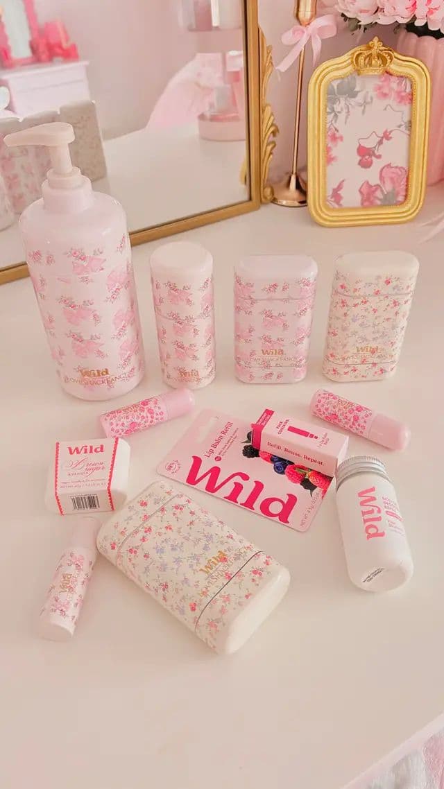 POV: your favourite collection is finally complete… 🥹💗🎀 Thank you @Wild Refill for spoiling me again! ✨🌸 @LoveShackFancy #wild #wilddeodorant #wildrefill #gifted #pinkaesthetic