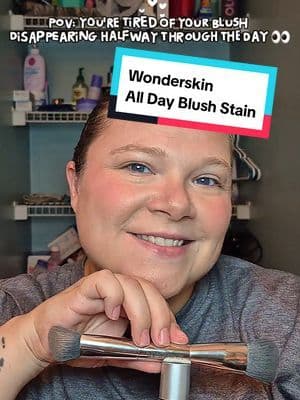 My blush needs to survive the DAY 👏 The @Wonderskin Wonder Blading All-Day Blush Stain gives that beautiful skin-like flush while still being buildable and blendable—and the dual-ended blush and contour brush makes application so easy. 💕✨ #makeup #beauty #grwm #tiktokshopstockup #blush