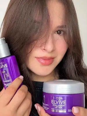 Mi secreto para que mi cabello se vea más voluminoso y brillante mientras lo recupero 💜💜💜 @L’Oréal Paris @For_Me #lorealparishaircare #PelazoConElvive #Publicidad #pelazoconforme #haircare