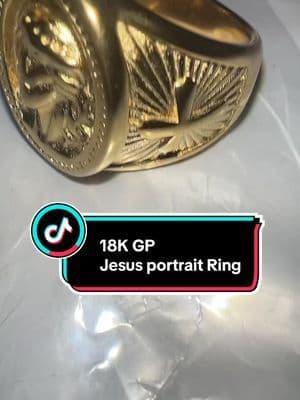 18K GP Jesus portrait Ring #jewelry #tiktokshop #goldplatedjewelry #ring #jesuschrist